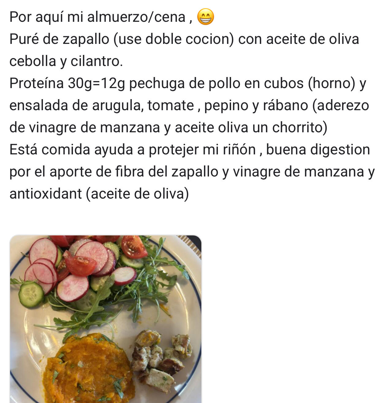 Publicación de una paciente de Renal Power: almuerzo que protege el riñón